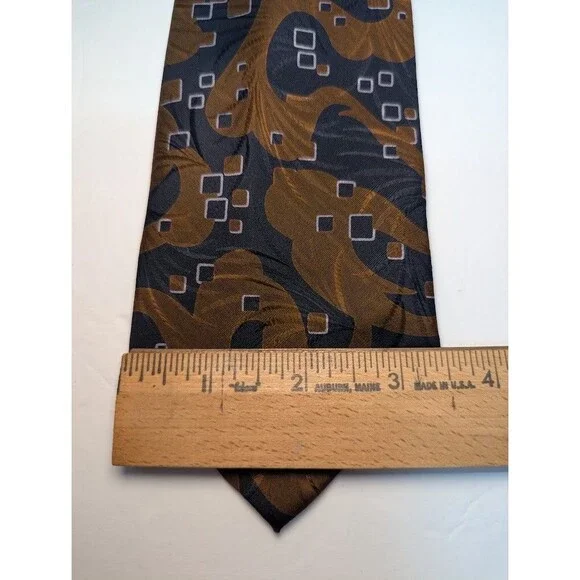 Giorgio Armani Cravatte Rust + Black Geometric Silk Pointed Classic Necktie Tie - Picture 3 of 8